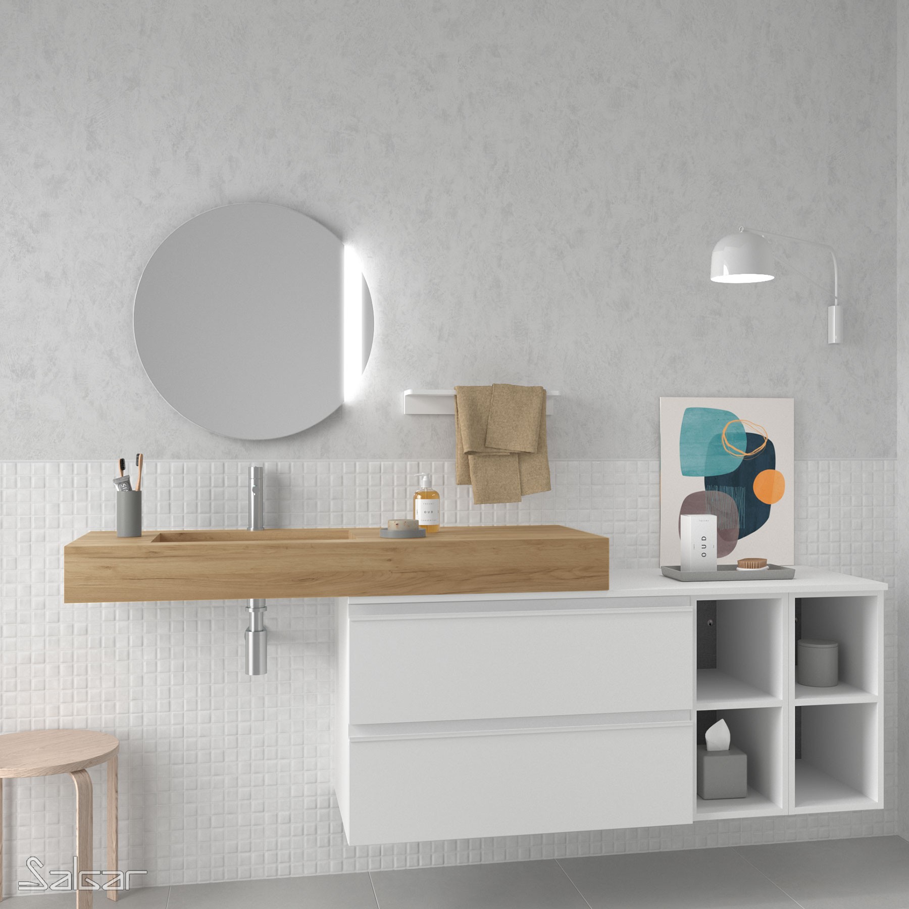 24470 SALGAR COMPAKT 46 от 600 до 800 мм с 1 встроенной мойкой ДУБ АФРИКАНСКИЙ  - Вид №3