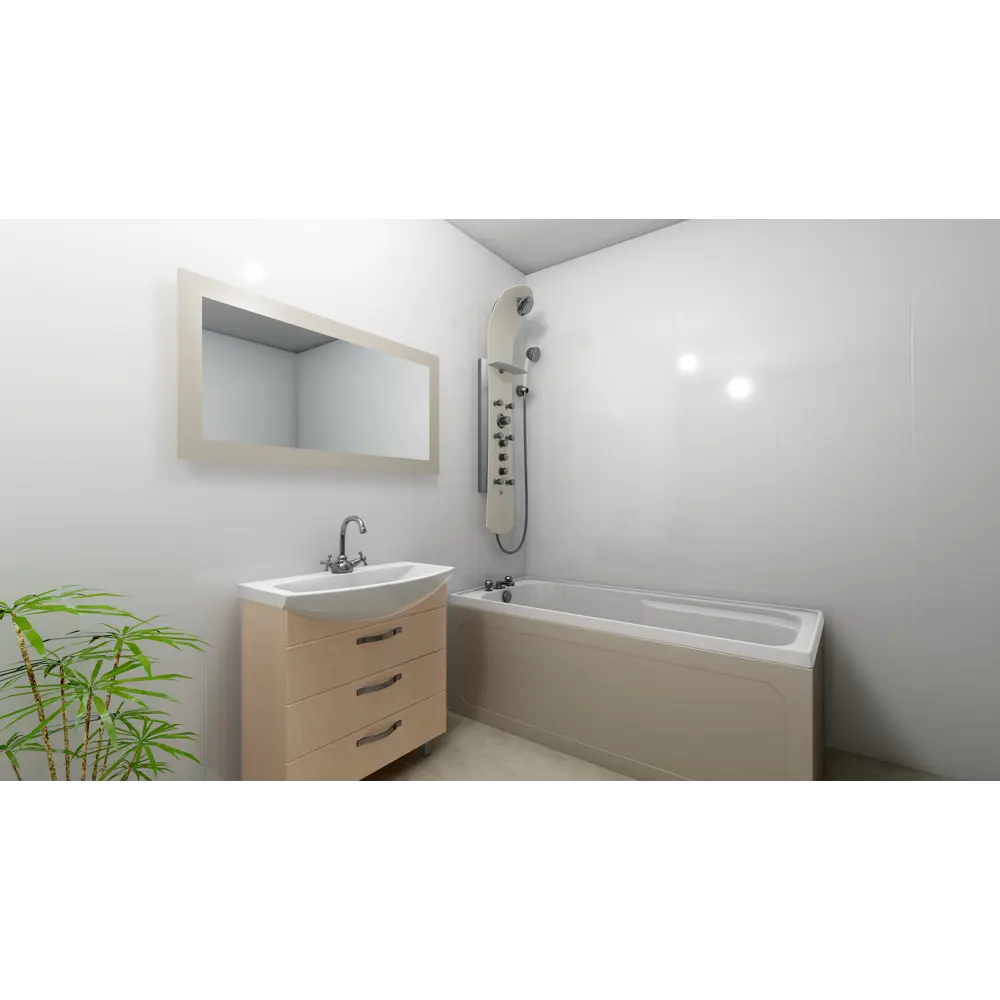 Стеновая панель ПВХ Белый глянец 3000x500x10 мм 1.5 м² 14143360 STLM-2206963 Santreyd  - Вид №2