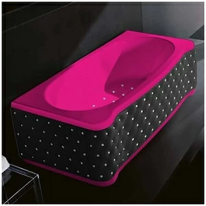 Ванна Gruppo treesse New Classic Young STA-V674C-DX-KCS-R розовая с аэромассажем прямоугольная правая чёрная кожа кристаллы сваровски