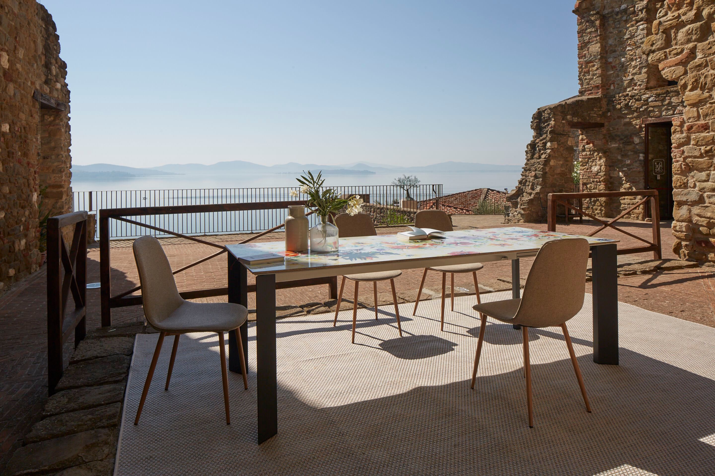 Выдвижной стол из майоликовой лавы и нержавеющей стали DOMIZIANI современный ARCH-00132487 - Вид №2