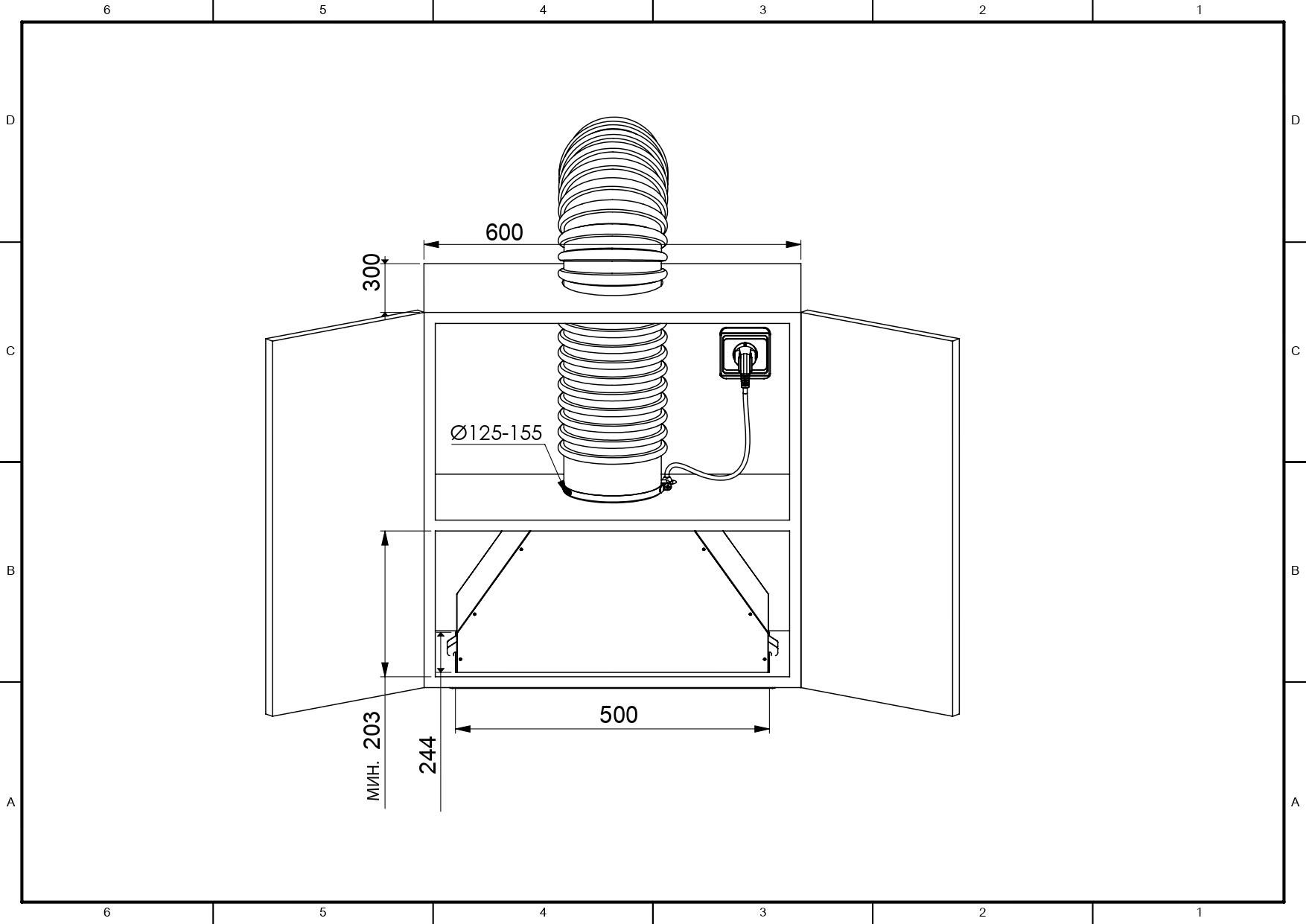 9175458 Вытяжка полновстраиваемая ZUGEL ZHI522B черный STDN-0022394 - Вид №25