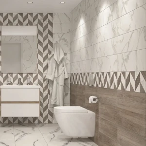 Плитка настенная Бьорк 20x60 см 0.84 м² цвет белый мрамор