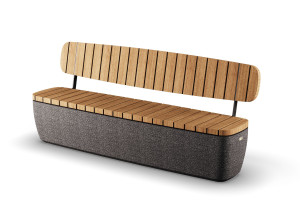 Бетонная и деревянная скамья со спинкой