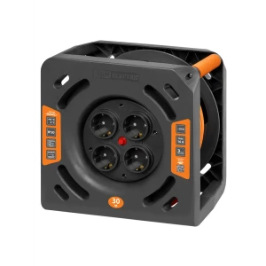 Удлинитель на катушке TDM Electric Люкс 4 розетки с заземлением ПВС 3x1.5 мм 30 м