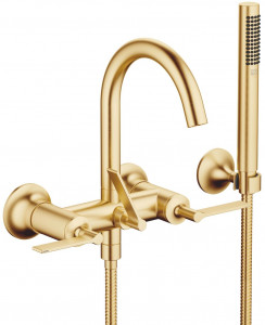 25133819-28 Смеситель для ванны для настенного монтажа с комплектом с душевым шлангом - латунь сатинированная Dornbracht VAIA