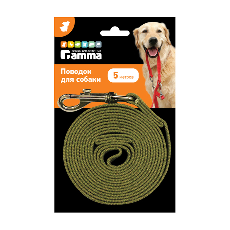 ПР0056976 Поводок для собак брезентовый 2см х 5м GAMMA 