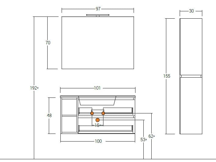 Деревянный подвесной умывальник со встроенным умывальником LEGNOBAGNO Экспресс ARCH-00060650 - Вид №2