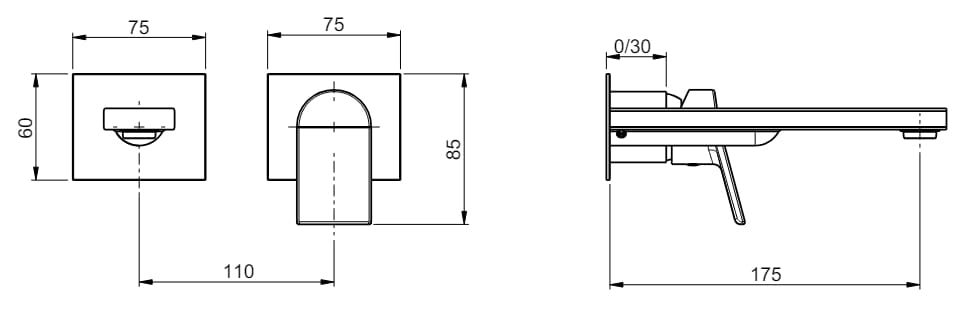 Настенный смеситель для раковины без слива с ограничителем расхода Rubinetterie Frattini Gintonic ARCH-00042556 - Вид №5