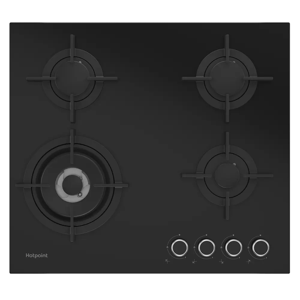 Газовая варочная панель Hotpoint HG 62I/BK 59 см 4 конфорки цвет черный 88944119 STLM-2020682 