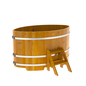 2286 Купель овальная из лиственницы Рустик 1,08х1,75х1,0 натуральная Alyarus