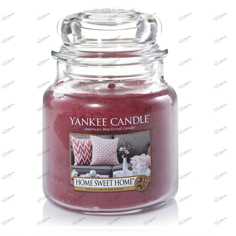 Свеча средняя в стеклянной банке "Дом милый дом" Home sweet home 411 гр 65-90 часов YANKEE CANDLE  267963 Красный 