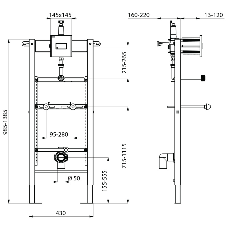543006-778700 Опорная рама для писсуара TEMPOFIX 3 DELABIE  - Вид №1