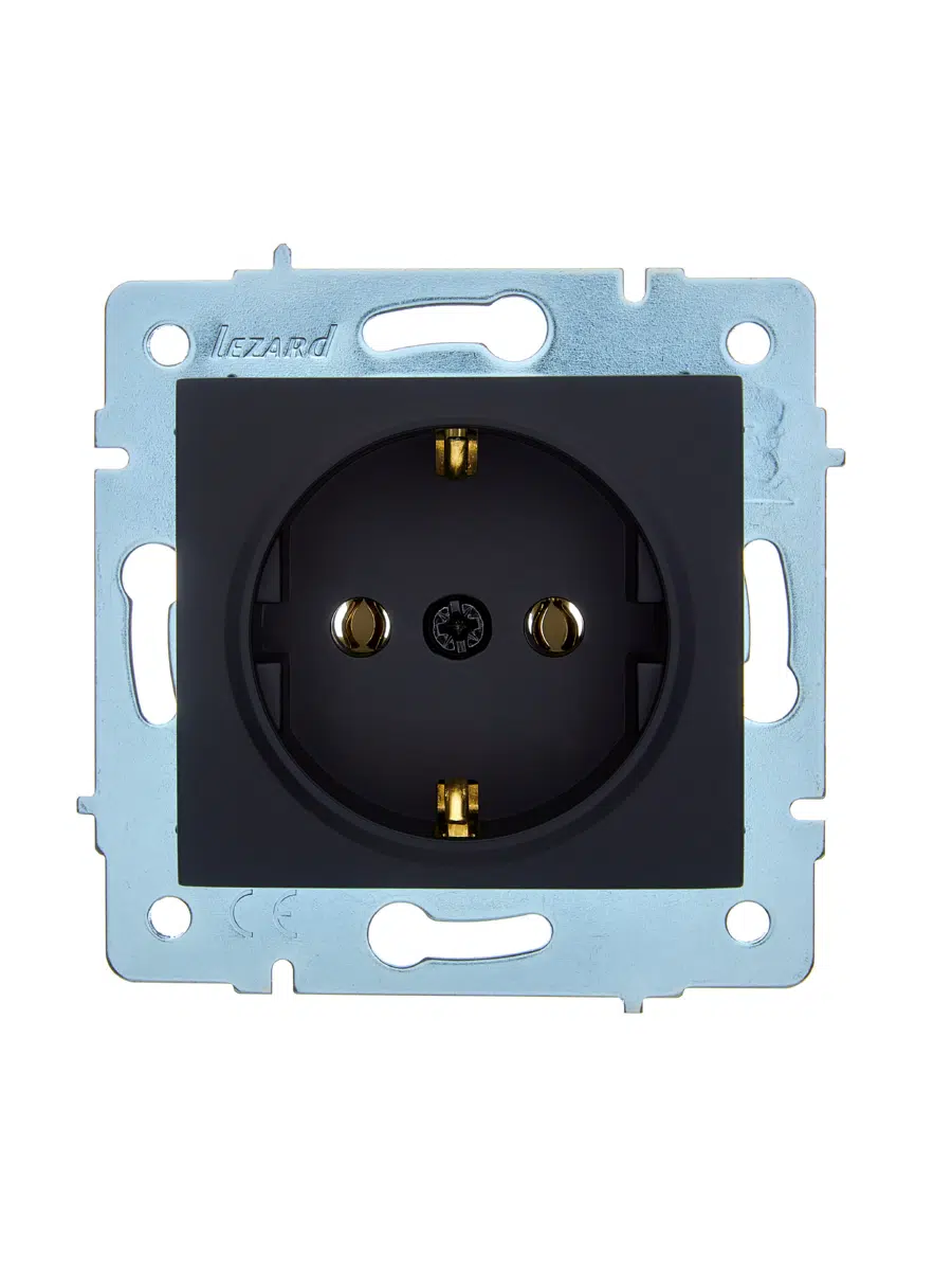 ASTI Розетка с/з ПБТ чёрный бархат механизм LEZARD 7081-4288-122B