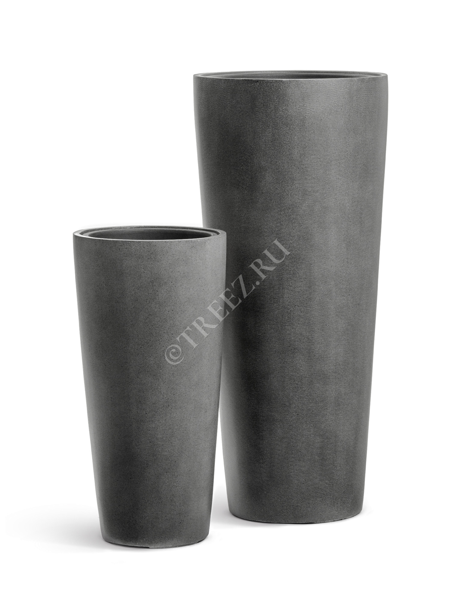 41.3319-02-020-GR-90 Кашпо  Effectory - серия Beton - Высокий конус - Тёмно-серый бетон Цветочная коллекция 