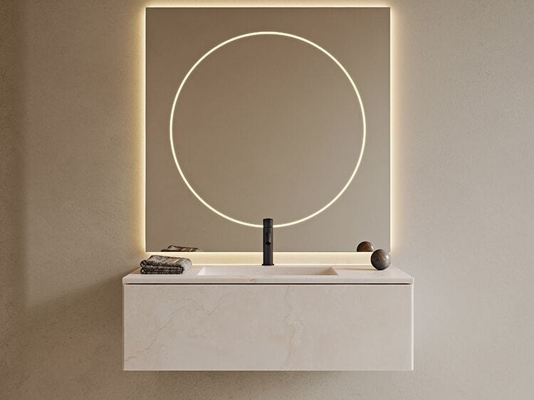 Мраморный подвесной умывальник со встроенной раковиной Inbani слой ARCH-00130412 - Вид №9