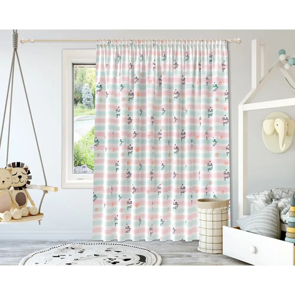 Штора на ленте Девочка 160x260 см цвет розовый GARDEN STLM-2062962 - Вид №5