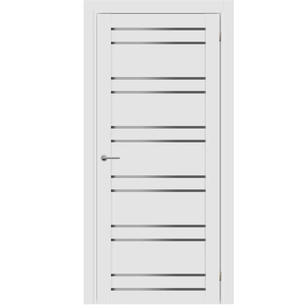 Дверь межкомнатная со стеклом Паудер 80x200 см Hardflex цвет белый с замком и петлями 89461584 STLM-2046228 KREAFORTA 