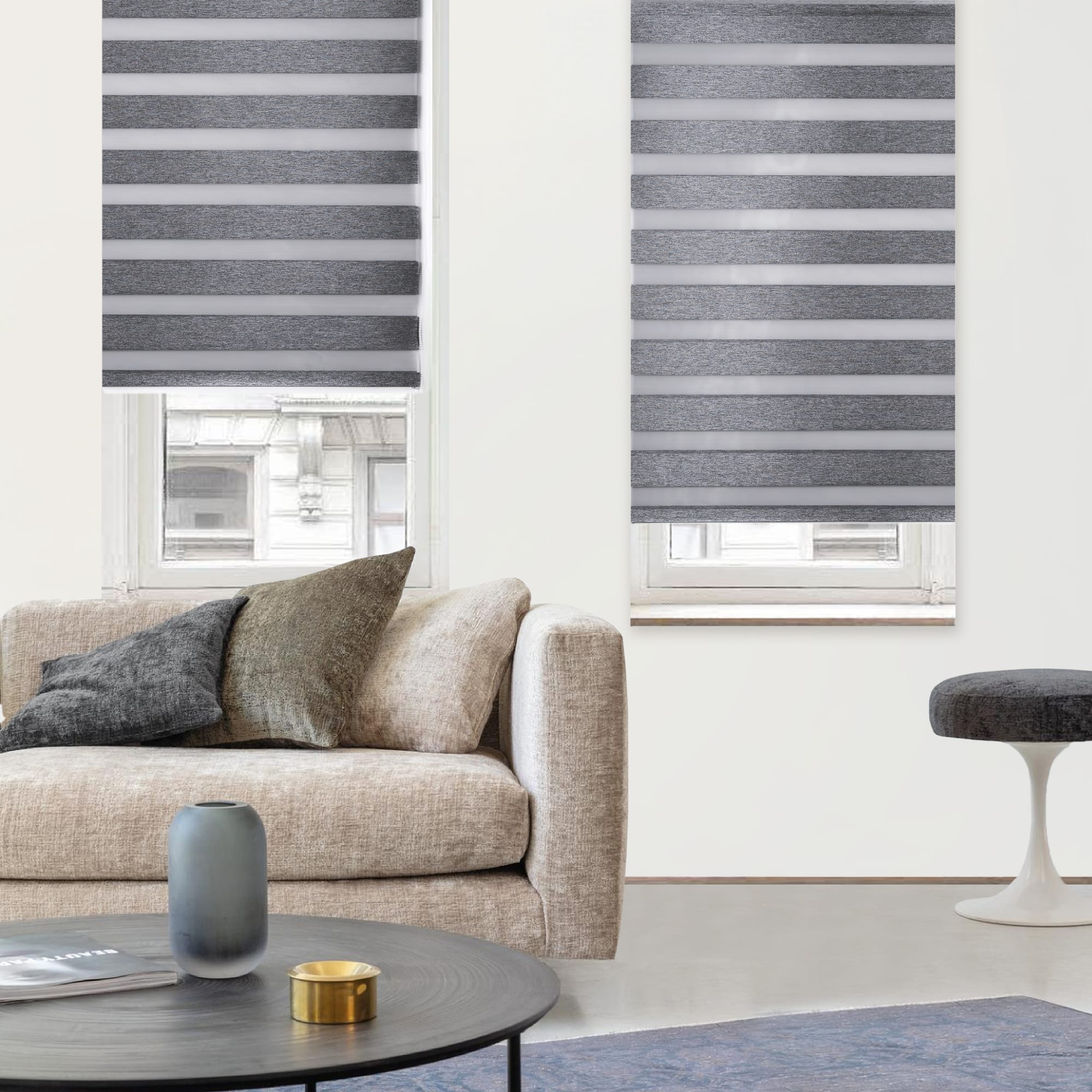 82614511 Штора рулонная день-ночь Miamoza Blackout 60x160 см, цвет серый Santreyd  - Вид №2