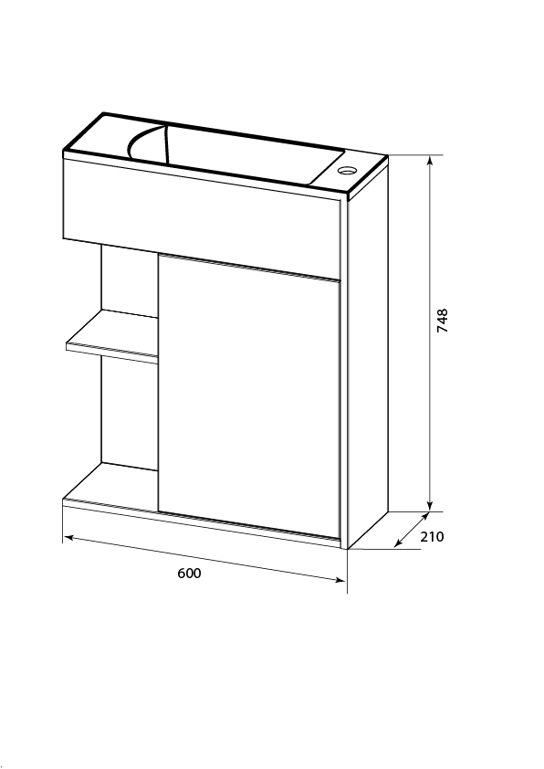 У94717 Тумба с раковиной Stretto 60П 1д. Белый глянец 1 Marka Stretto  - Вид №11