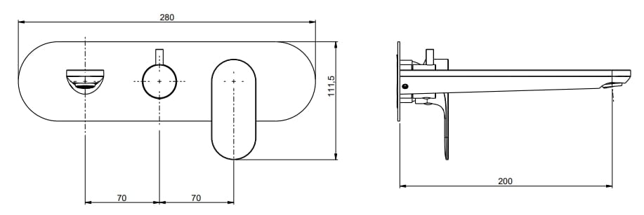 Однорычажный настенный смеситель для ванны с переключателем Rubinetterie Frattini отдельная эстетика ARCH-00013850 - Вид №3