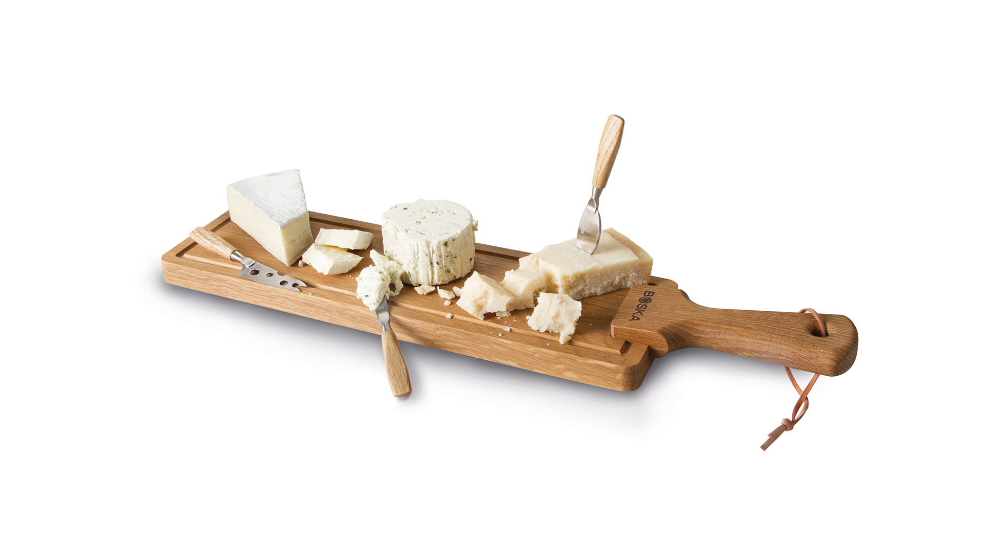 10625045 Boska Набор для сыра Boska "Друзья" (доска из дуба 53х12см и 3 мини ножа с ручками из дуба), п/у Дерево  - Вид №1