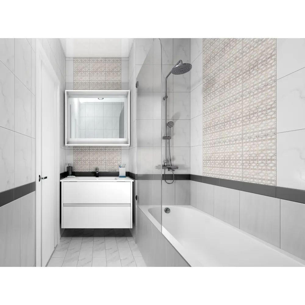 Керамогранит Teo 25х7.5 см 0.79 м² цвет серый глянцевый BELANI STLM-2175787 - Вид №6