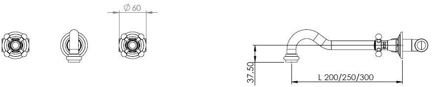 BLEU PROVENCE Смеситель для умывальника настенный на 3 отверстия Rubinetti per lavabo sun-id-1386269 - Вид №2