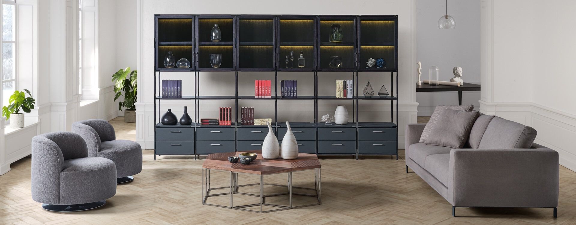 Самонесущая модульная металлическая Книжная полка Mobi SWISS ARCH-00110086 - Вид №4