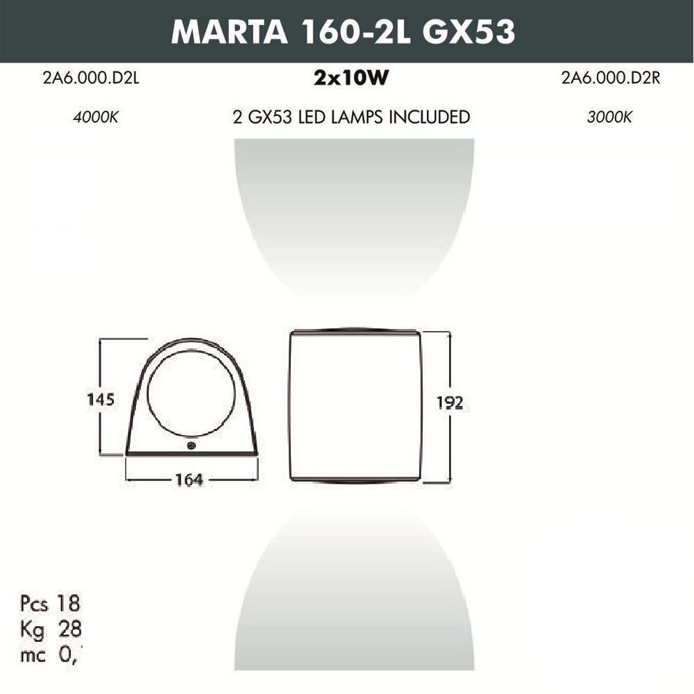 Уличный настенный светодиодный светильник Fumagalli Marta 2A6.000.000.AXU2L FUMAGALLI MARTA 270007 Черный - Вид №1