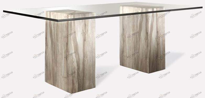 MORADA Прямоугольный обеденный стол из дерева и стекла Petra sun-id-1373690