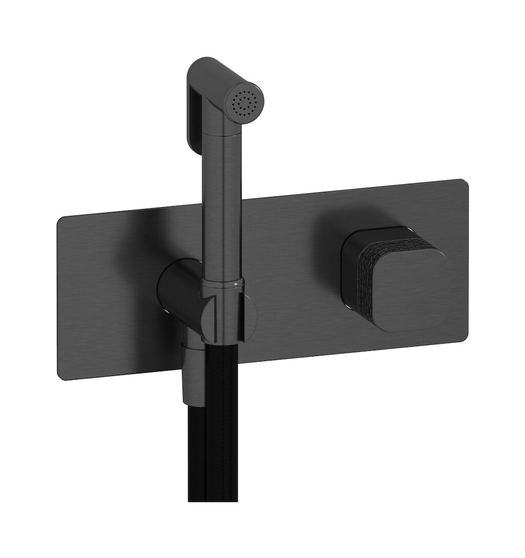 Внешние части гигенического душа со смесителем. WE ARE IB eo706cs_2 Brushed Black Chrome Elio