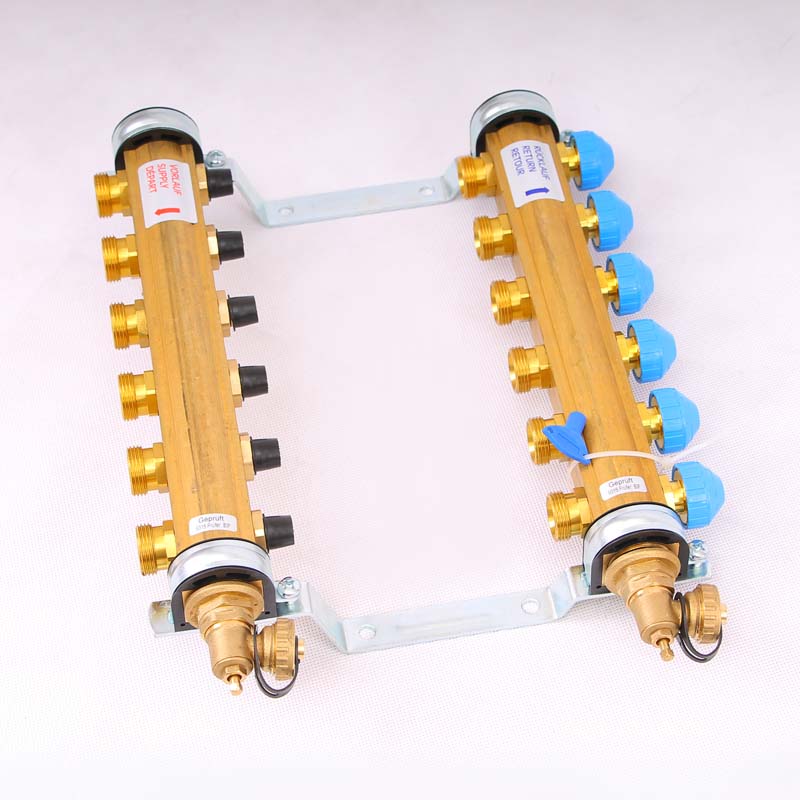 Коллекторная группа HKV с регулировочными и термостатическими вентилями WATTS Ind 1"x3/4"ЕК 6 выходов 10004180 - Вид №1