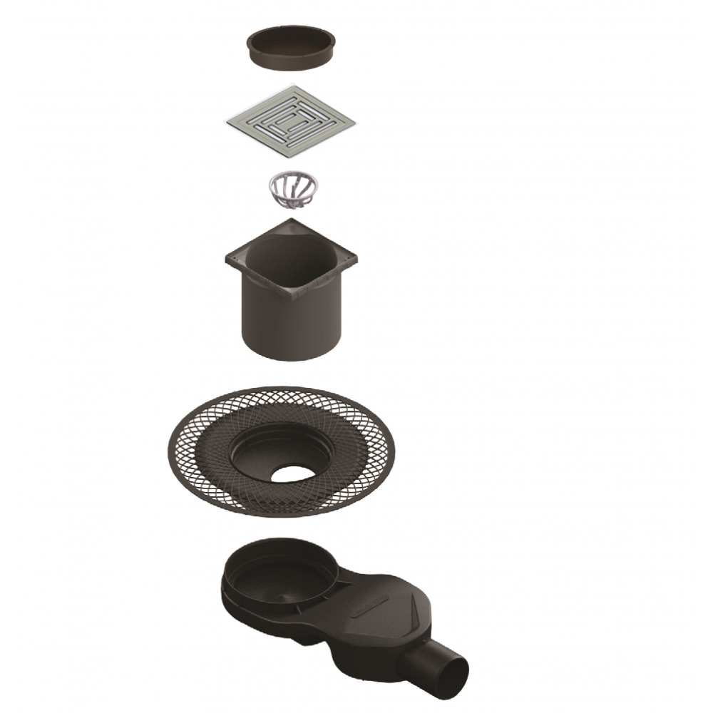 090170 Трап водосток PLATZ Uno 150х150  Berges ZENTRUM Antik  - Вид №4