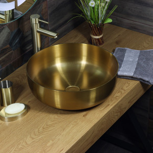 Накладная раковина 400g lake melana profline золото накладная круглая 400g, сифон, донный клапан