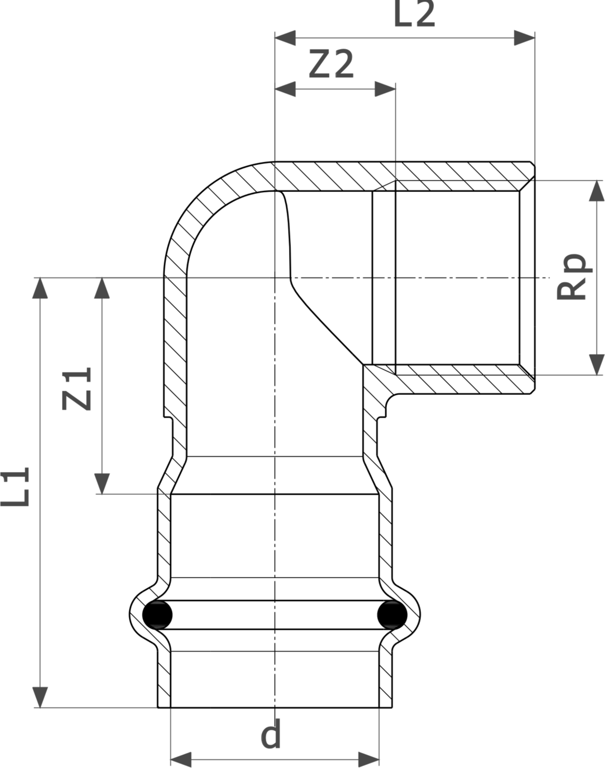 486 419 Модель 0214.2 Трубопроводные системы  Sanpress Inox G  Переходники/​переходные угольники Santreyd  - Вид №3