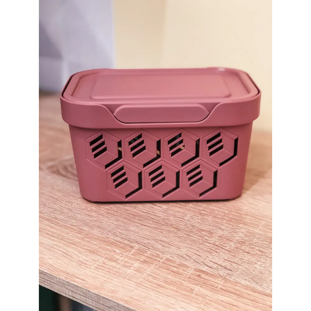 Ящик DELUXE с крышкой 19x13x11 см 1.9 л пластик цвет розовый БЫТПЛАСТ STLM-2039346 - Вид №7