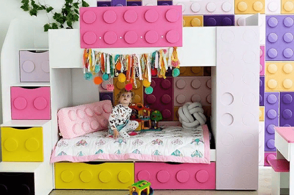 Кровать детская двухъярусная с дополнительным спальным местом левая "Леголенд" МАНДАРИН ЛЕГОЛЕНД 178714 Разноцветный;белый;желтый Santreyd  - Вид №7