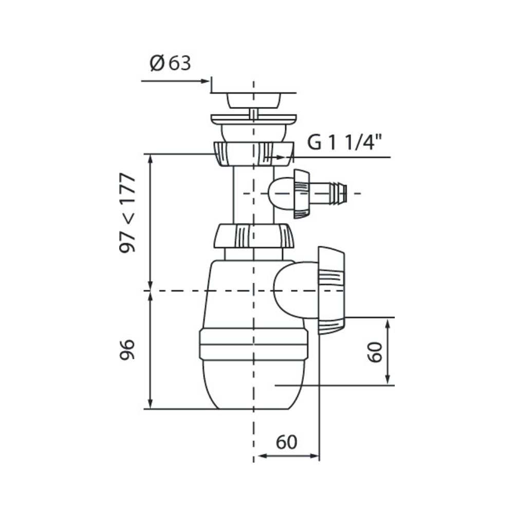 Сифон Минор11/4*40 мм с вып. с отвод.для ст.маш.(30718053) 30718053 Santreyd  - Вид №2