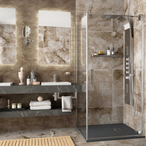 27009 SALGAR Душевая перегородка МАЛЬМО фиксированная боковая Прозрачная 662-682 x 1950 мм