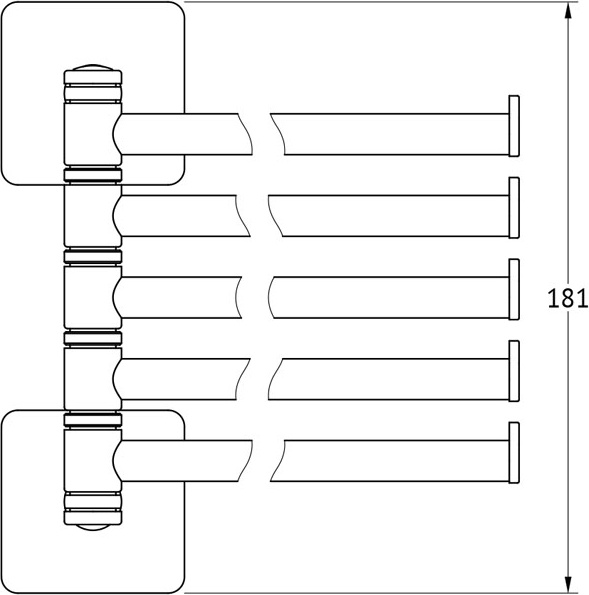 AVA 019 Держатель полотенец поворотный пятерной 37 cm ELLUX Avantgarde - Вид №1