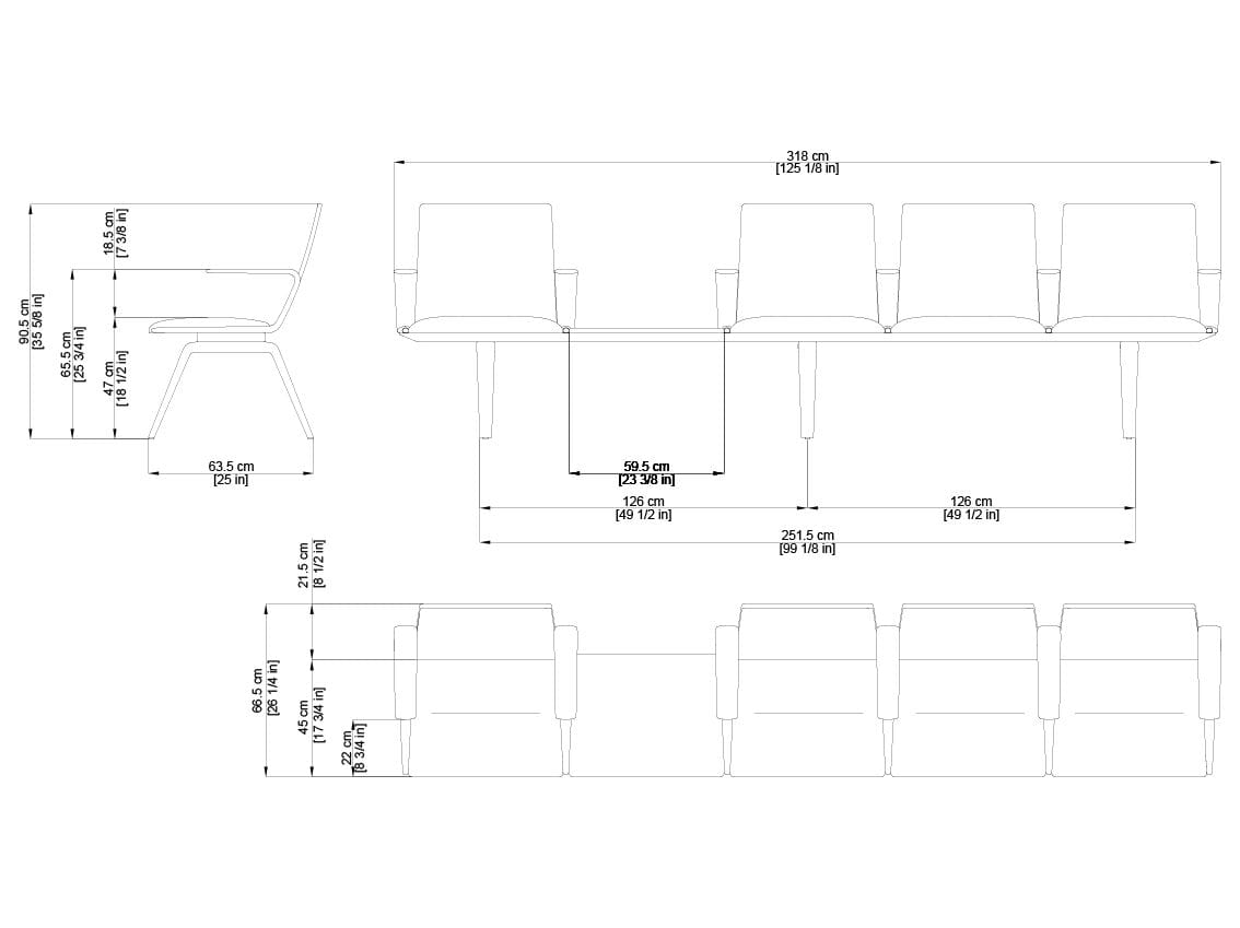 4-местный стул для зала ожидания с журнальным столиком Arper Pausit ARCH-00074617 - Вид №7