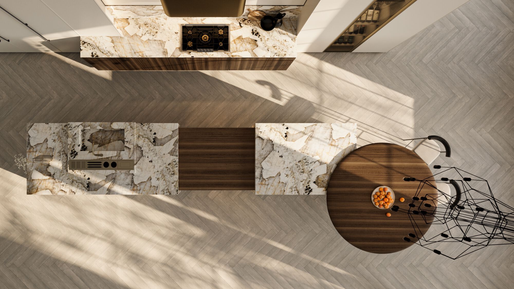 Лакированная кухня с островом и каменной столешницей Патагонии Floritelli Cucine FRAME ARCH-00034636 - Вид №3