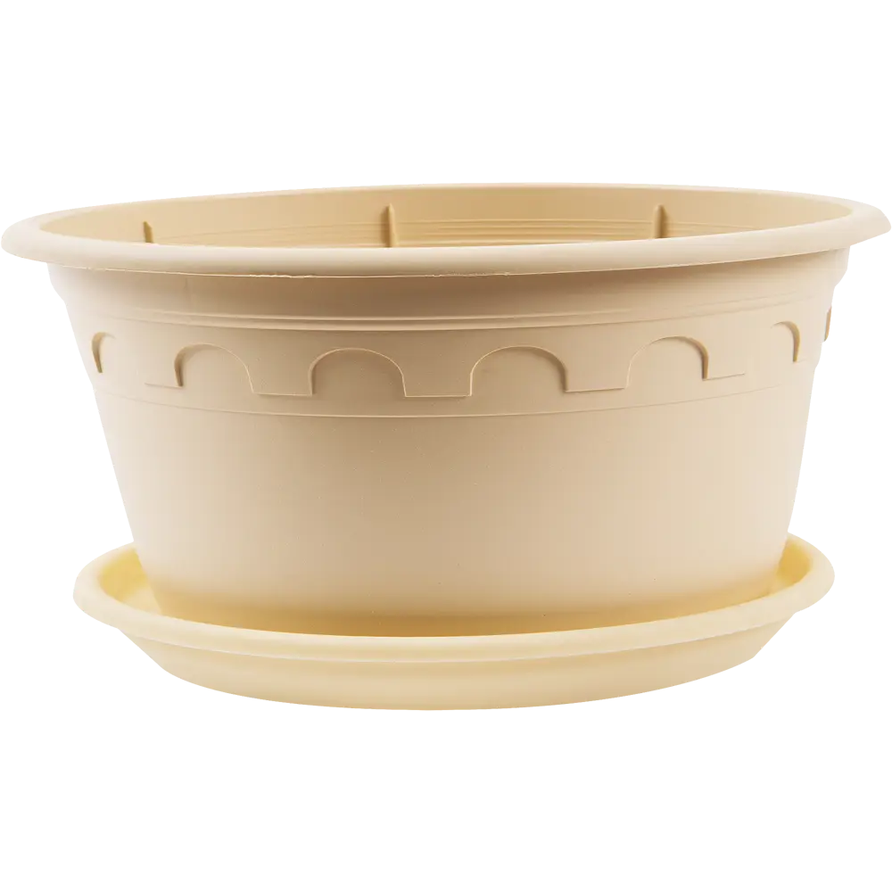 Горшок цветочный Газонcity Рома ø16 h12 см v1.5 л пластик бежевый STLM-2044940