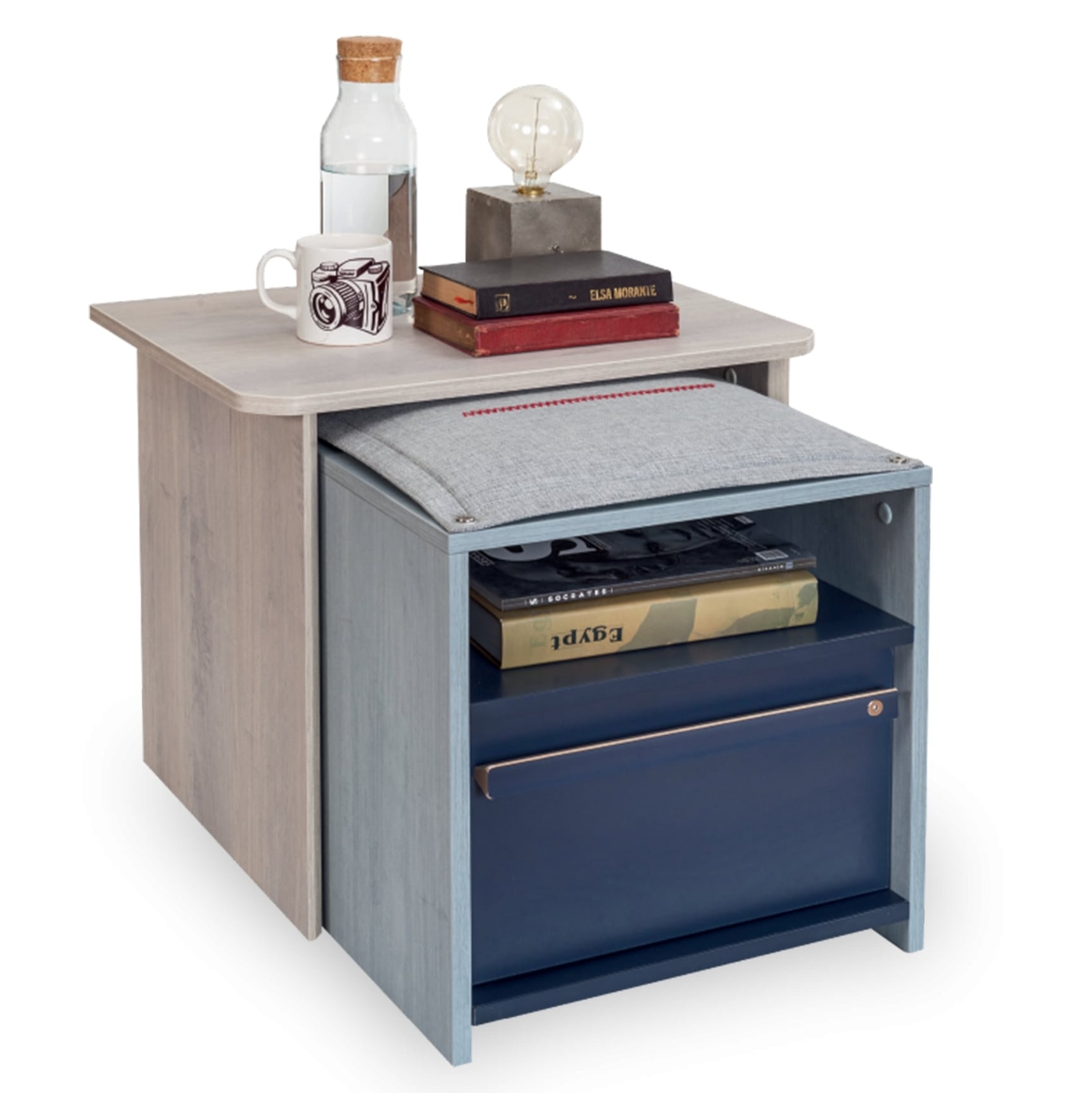 Прикроватная тумбочка-трансформер с полкой Trio CILEK TRIO 00-3832598 Синий;бежевый Santreyd - Вид №1