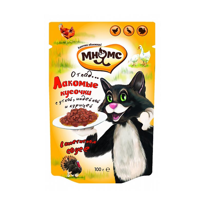 ПР0056556 Корм для кошек Мясной карнавал утка, индейка и курица пауч 85г МНЯМС 