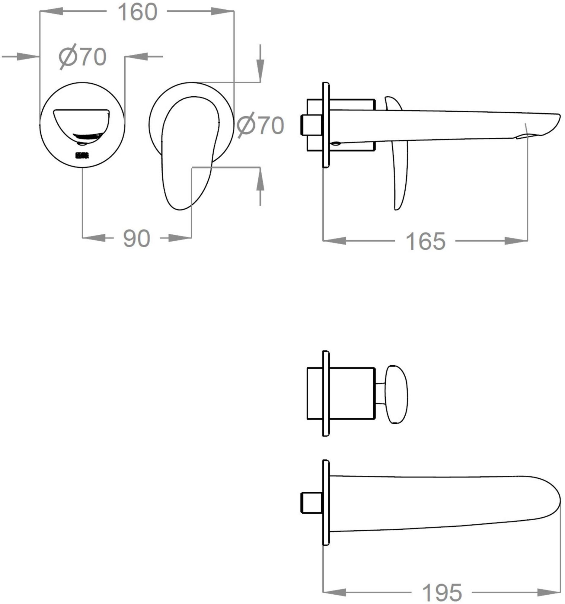Fir Italia Смеситель для умывальника настенный из латуни с одной ручкой Synergy open 93 9318108 - Вид №1