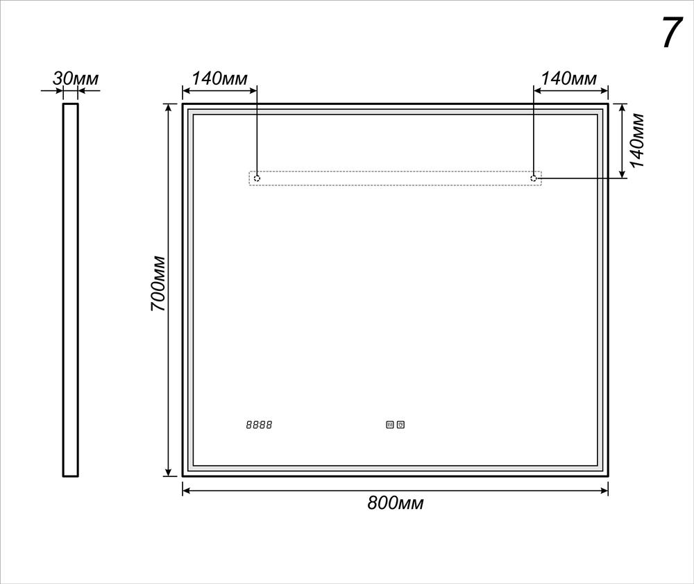 Зеркало Marta Luxe 700700⨉40⨉700 мм хром VIGO sun-id-665219 - Вид №4