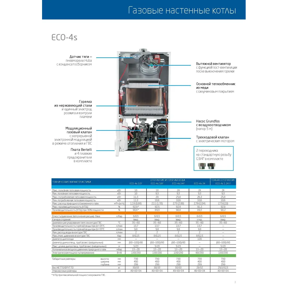 Настенный газовый котел BAXI ECO-4s 1.24F 24 кВт для отопления помещений 82108120 STLM-0019148 - Вид №4