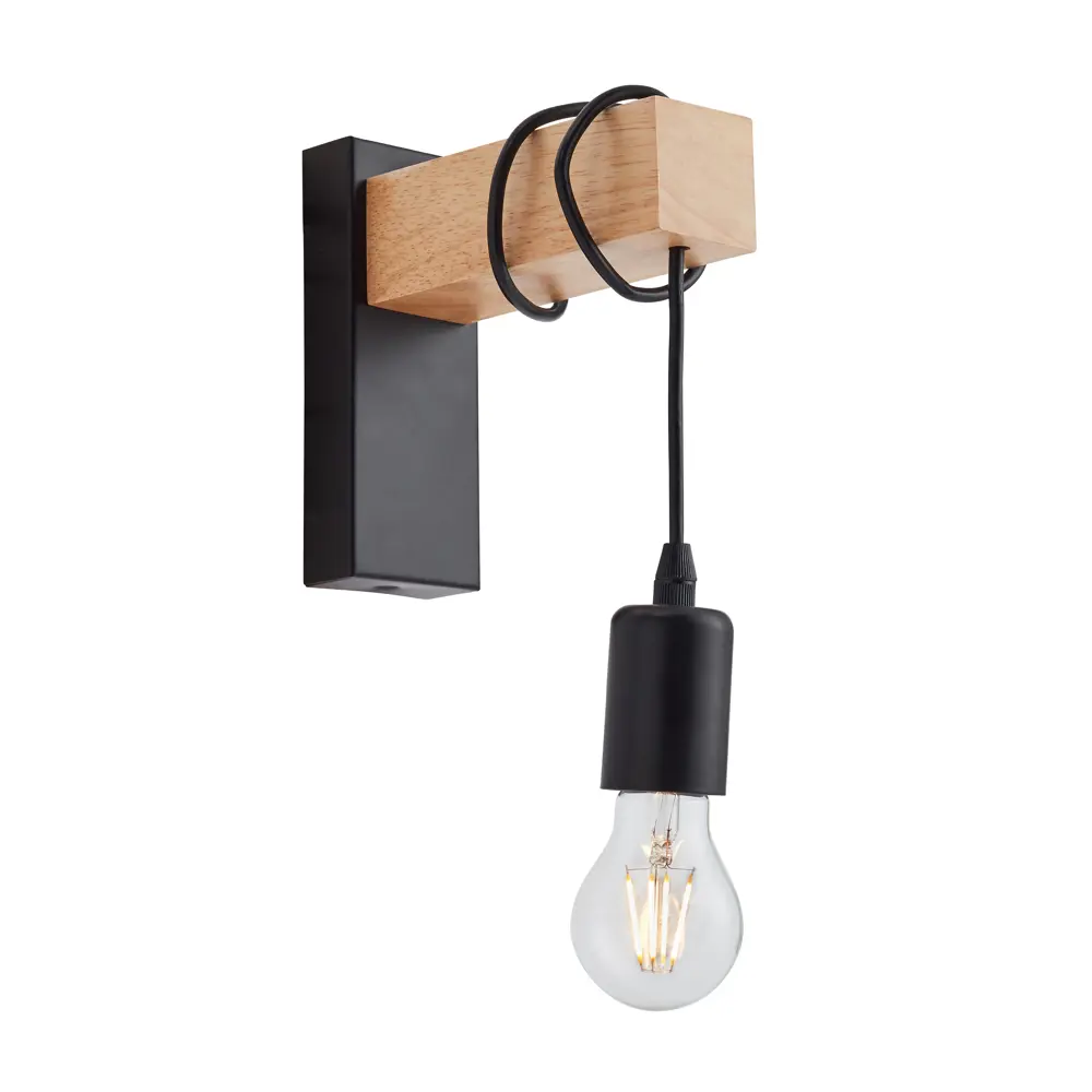 Настенный светильник Eglo Townshend 1xE27x60 Вт цвет чёрный/дерево 81876955 STLM-2060039  - Вид №2