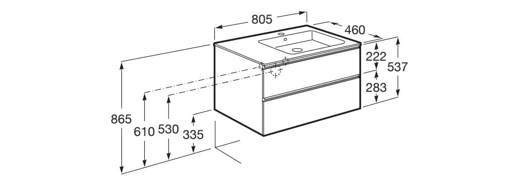 Деревянный подвесной шкаф для умывальника со встроенной раковиной с ящиками Roca The Gap ARCH-00072034 - Вид №84
